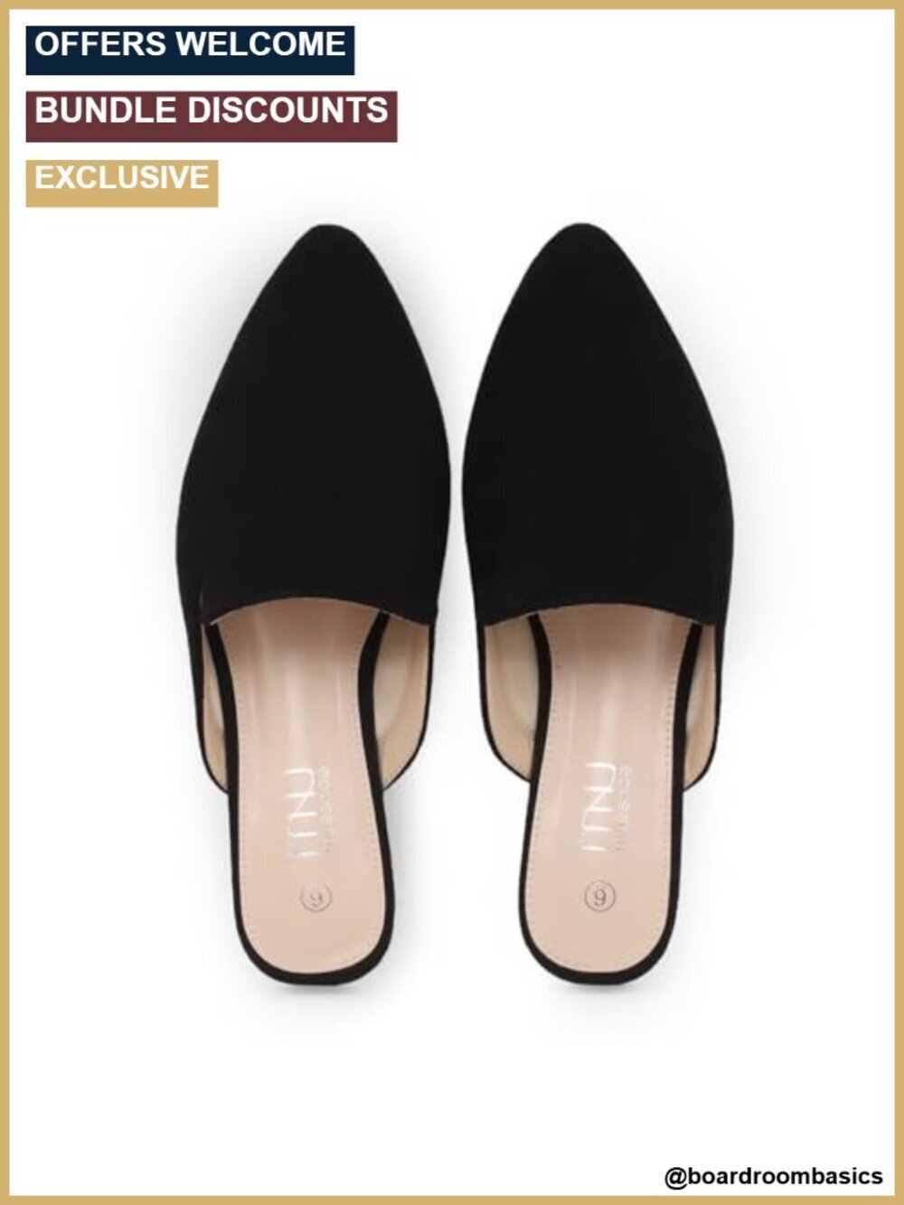 Lightweight Pointed Toe Mule Flats with Memory Foam Insole